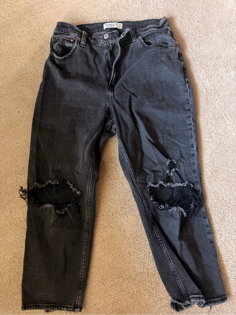 Abercrombie & Fitch Black Ripped Ankle Jeans